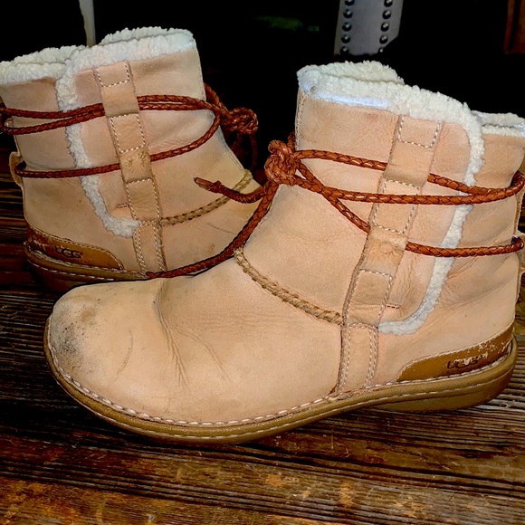UGG Shoes - UGG shearling and leather rubber bottom boot.